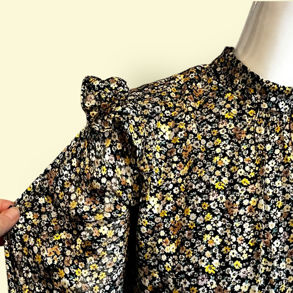 Sadie & Sage Floral Print Mini Dress, L, Black Yellow Multi - Picture 6 of 16